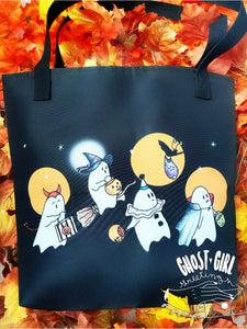 Tote Bag with Trick or Treating Ghosts Design