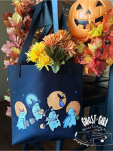 Load image into Gallery viewer, Tote Bag with Trick or Treating Ghosts Design