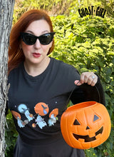 Load image into Gallery viewer, Trick or Treating Ghosts Unisex Long Sleeve Tee in Black
