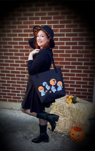 Tote Bag with Trick or Treating Ghosts Design