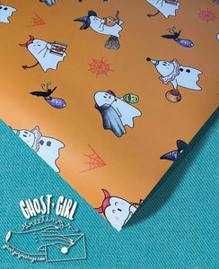 Gift Wrap Sheet- Trick or Treating Ghosts